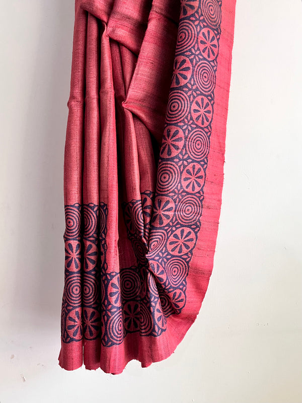 CAMILA - Hand block printed Bhagalpuri Tussar silk