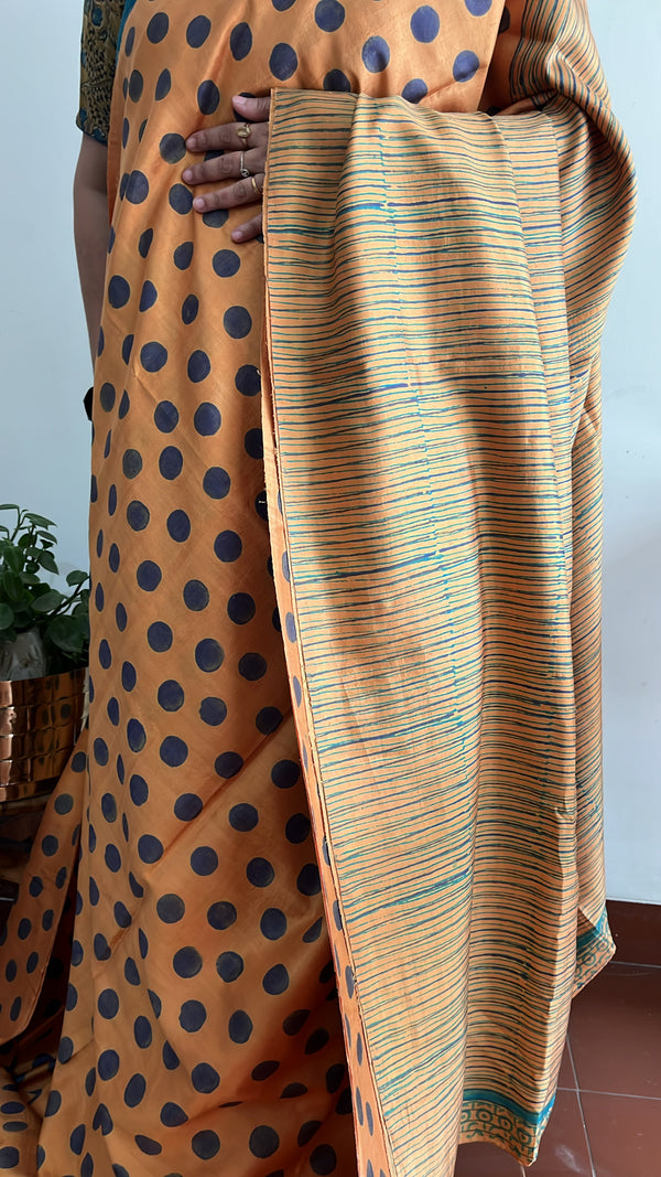 Surya Bindu handblock printed mulberry silk