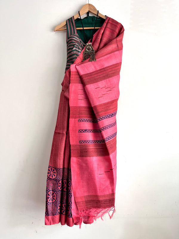 CAMILA - Hand block printed Bhagalpuri Tussar silk