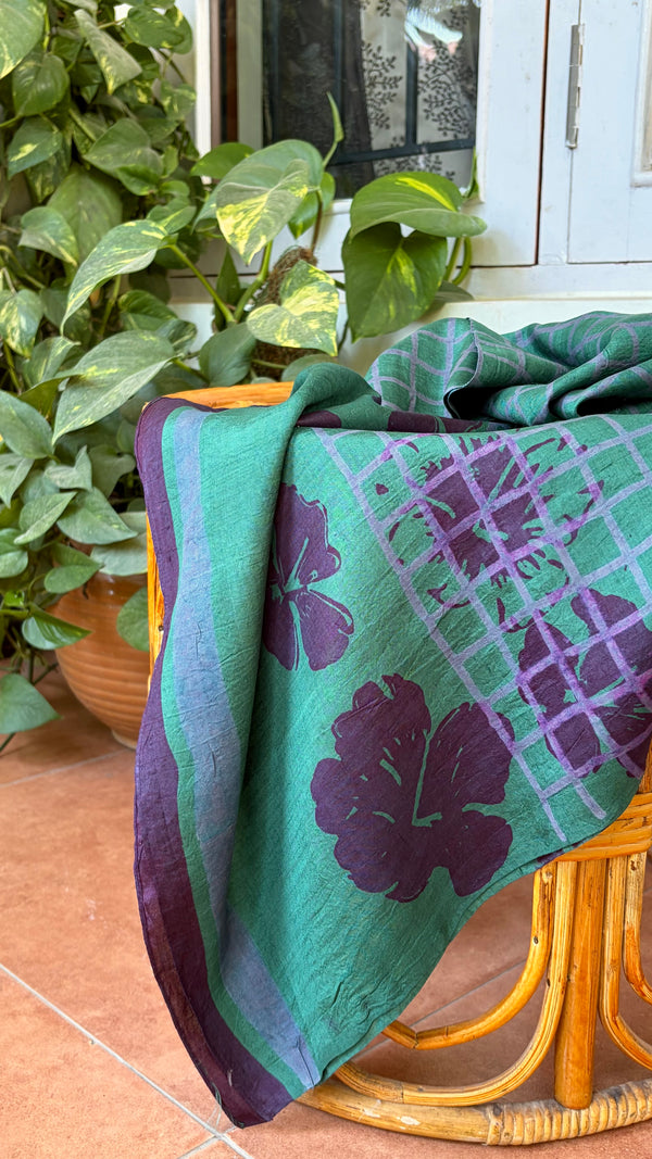 'GEOMETRIC FLORA' Handwoven Mulberry Silk Stole