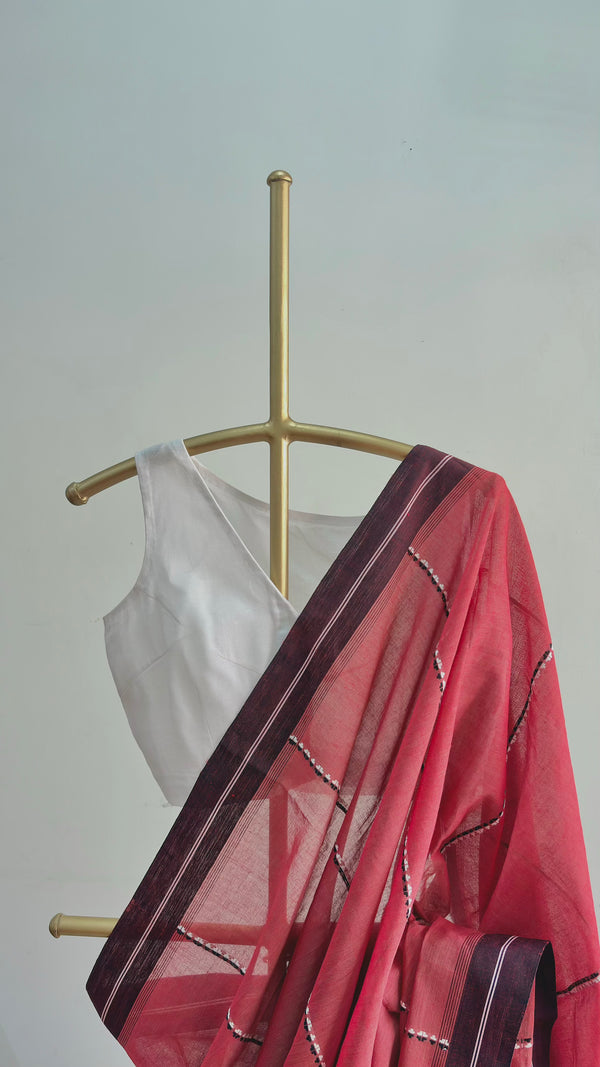 'ADITI: Cardinal' Handwoven Begumpuri Cotton Saree