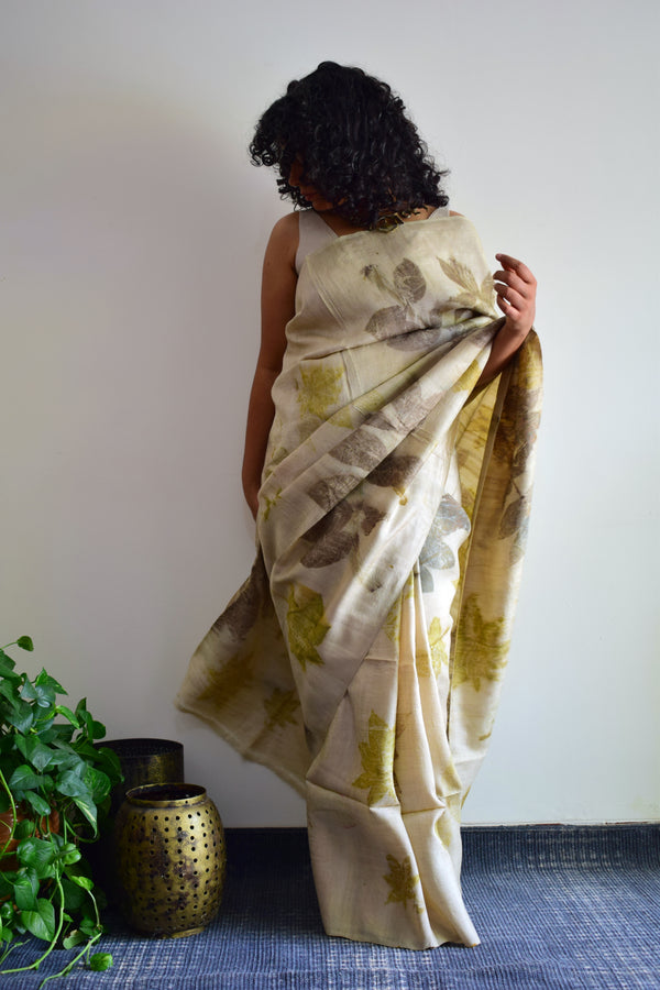 'MOONLIGHT' Eco-Printed Handloom Tussar Silk