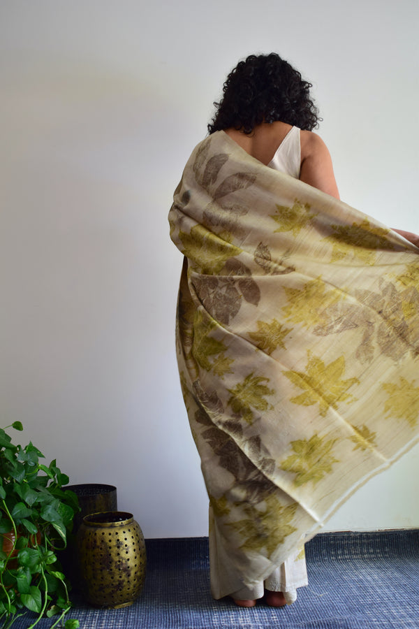 'MOONLIGHT' Eco-Printed Handloom Tussar Silk