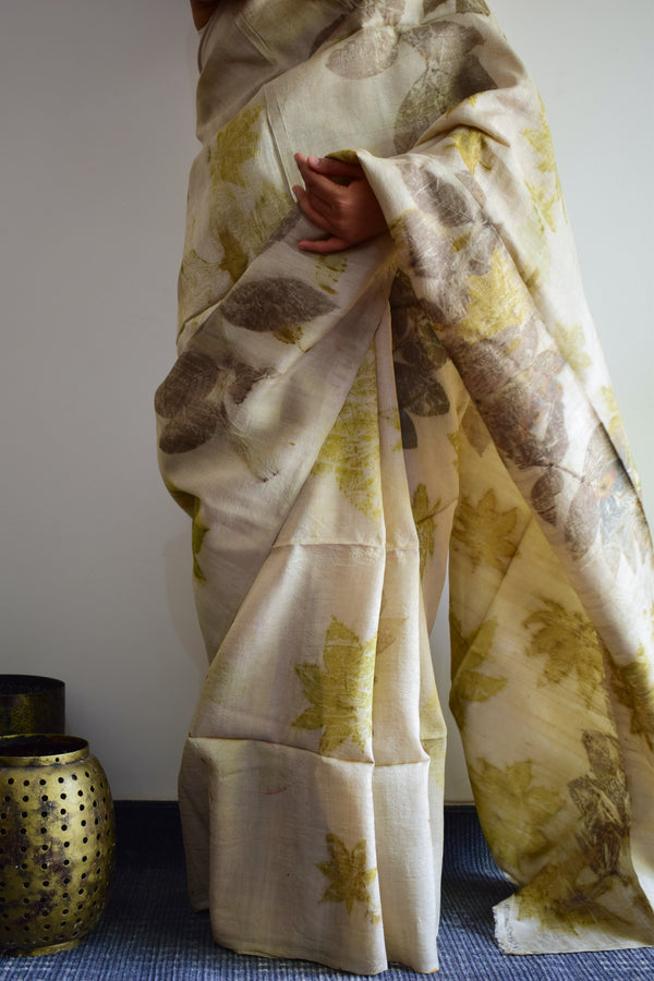 'MOONLIGHT' Eco-Printed Handloom Tussar Silk