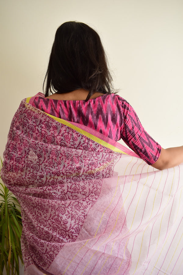 'PERUNKURUMPA' Hand block printed handloom Kota Doria