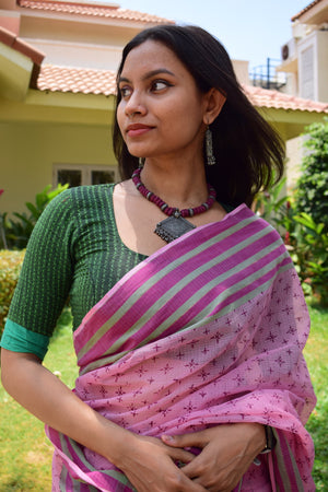 'KULAMARINJI' Hand block printed handloom Kota Doria