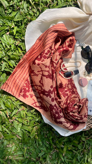 'NECTARINE TRELLIS' Handwoven Mulberry Silk Stole