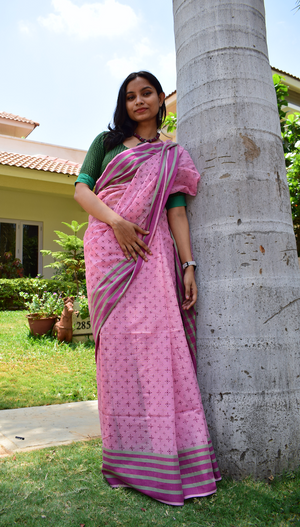 'KULAMARINJI' Hand block printed handloom Kota Doria
