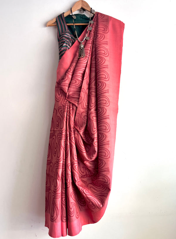 LILIA - Hand block printed Bhagalpuri Tussar silk