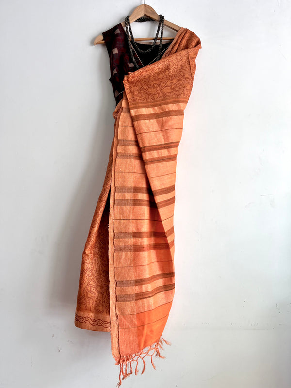 HARLEY - Hand block printed Bhagalpuri Tussar silk