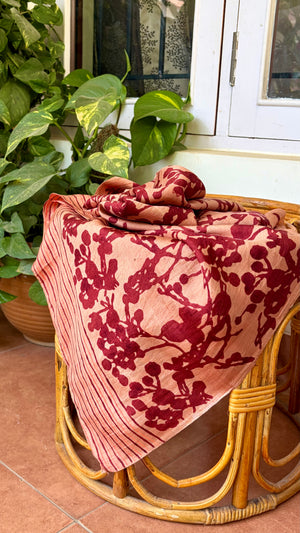 'NECTARINE TRELLIS' Handwoven Mulberry Silk Stole