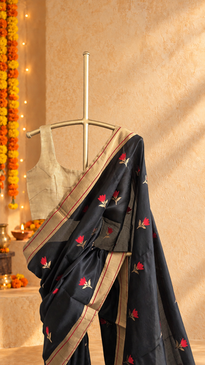 'AMEYA' Handwoven Mulberry Silk Chanderi Saree