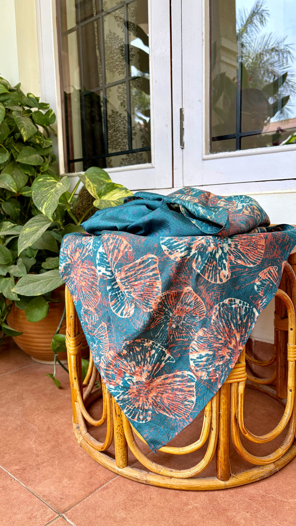 'SUBMERGED TIDES' Handwoven Mulberry Silk Stole