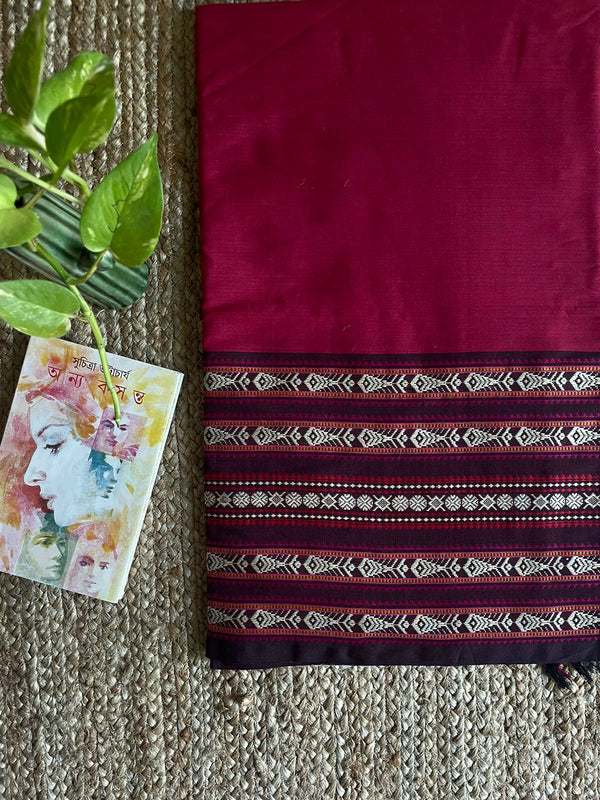 'TARANGI: Dark Red' Handwoven Bengal Cotton