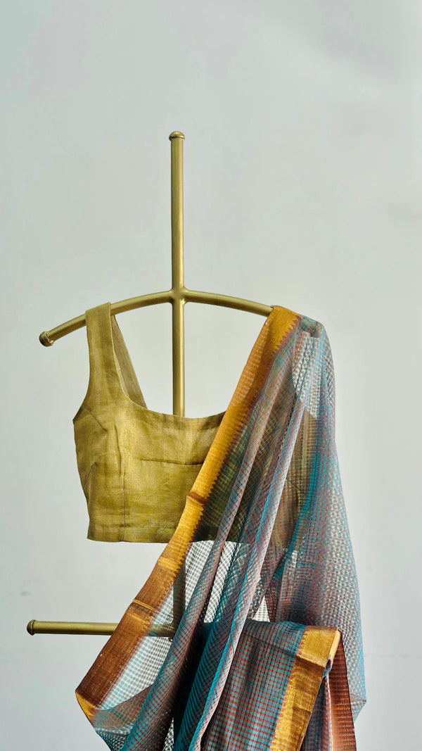 'NEELAGOMEDHA' Handwoven Mangalagiri Cotton Saree