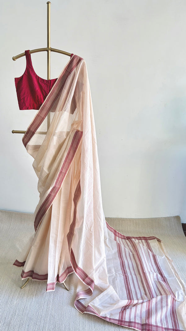 'BILLA GANNERU' Handwoven Mangalagiri Cotton Saree