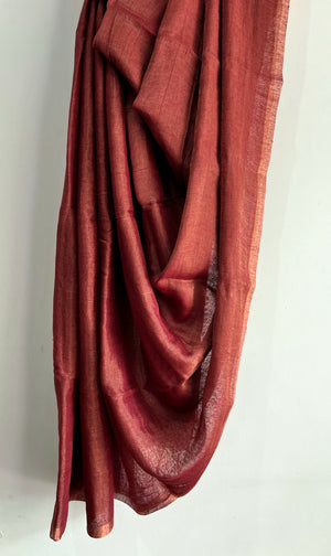 'MAROON MARVEL' Handwoven Silk Tissue Linen