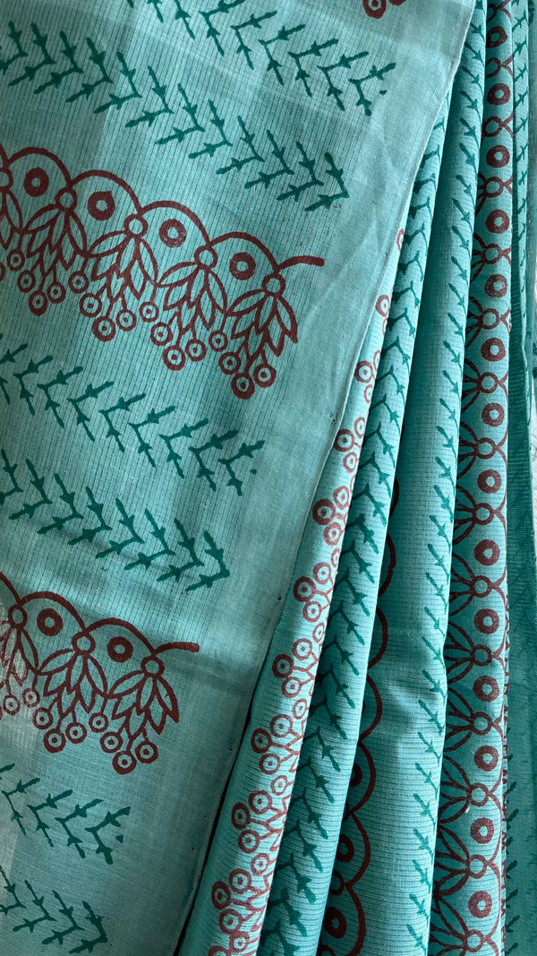 'TULA : Teal' Mangalagiri Cotton Saree