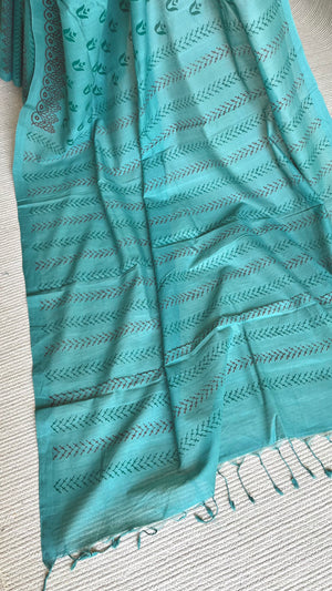 'TULA : Teal' Mangalagiri Cotton Saree