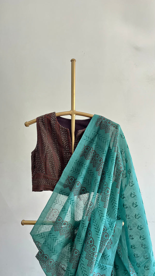 'TULA : Teal' Mangalagiri Cotton Saree