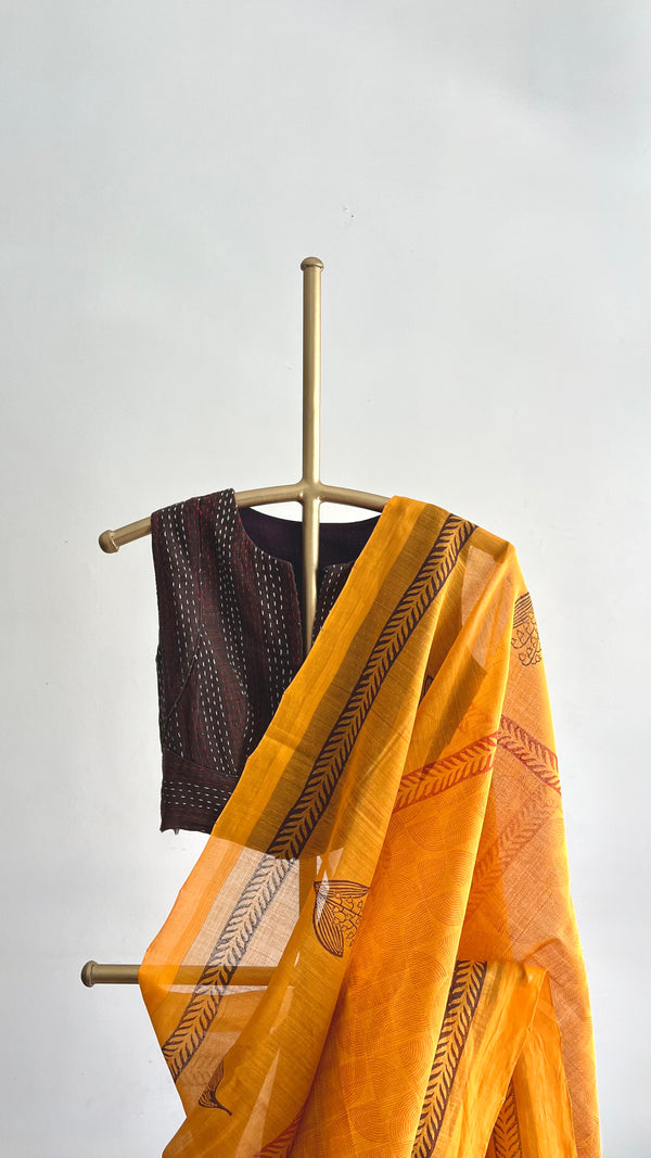 'SRENI : Ochre' Mangalagiri Cotton Saree