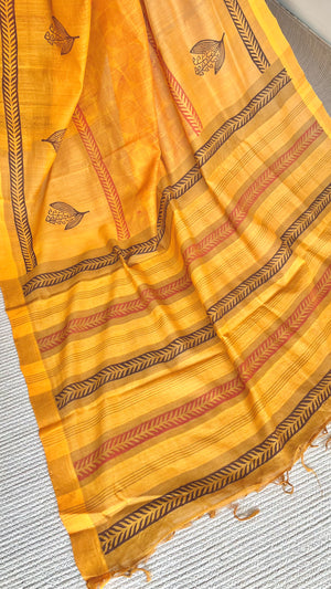 'SRENI : Ochre' Mangalagiri Cotton Saree