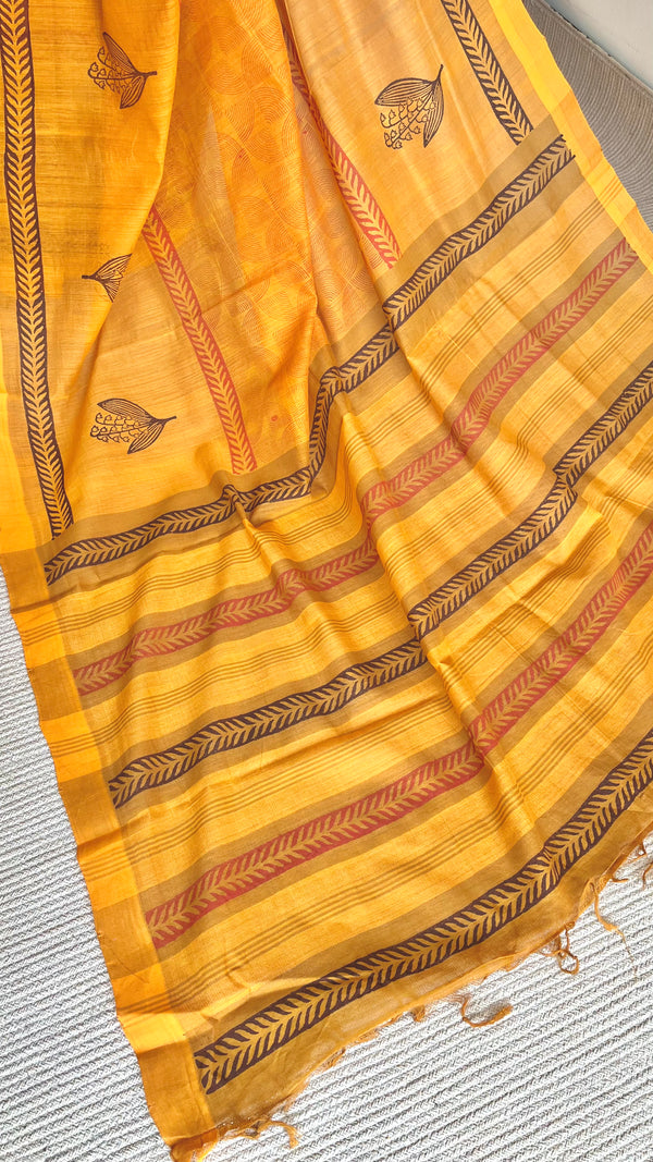 'SRENI : Ochre' Mangalagiri Cotton Saree