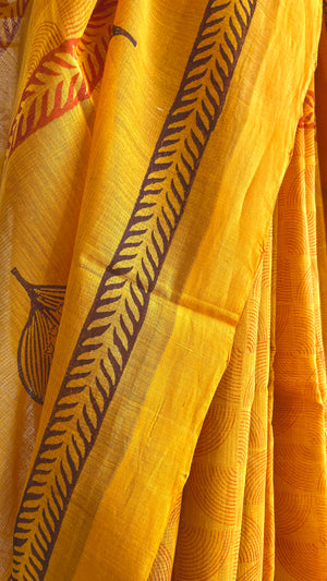'SRENI : Ochre' Mangalagiri Cotton Saree