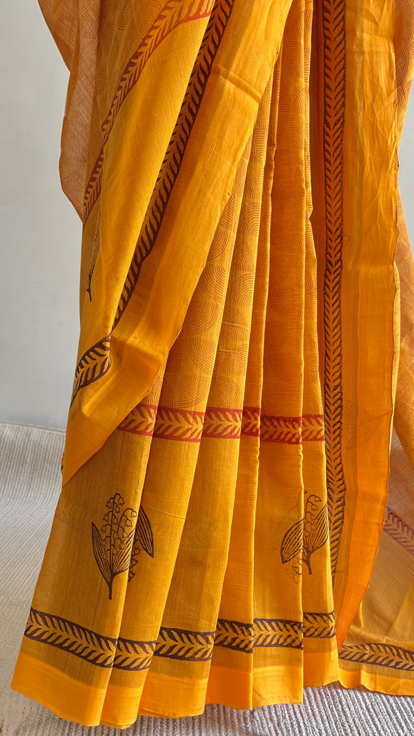 'SRENI : Ochre' Mangalagiri Cotton Saree