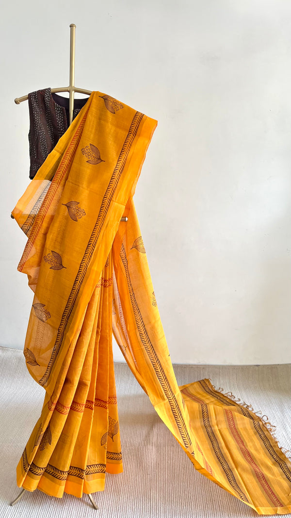 'SRENI : Ochre' Mangalagiri Cotton Saree