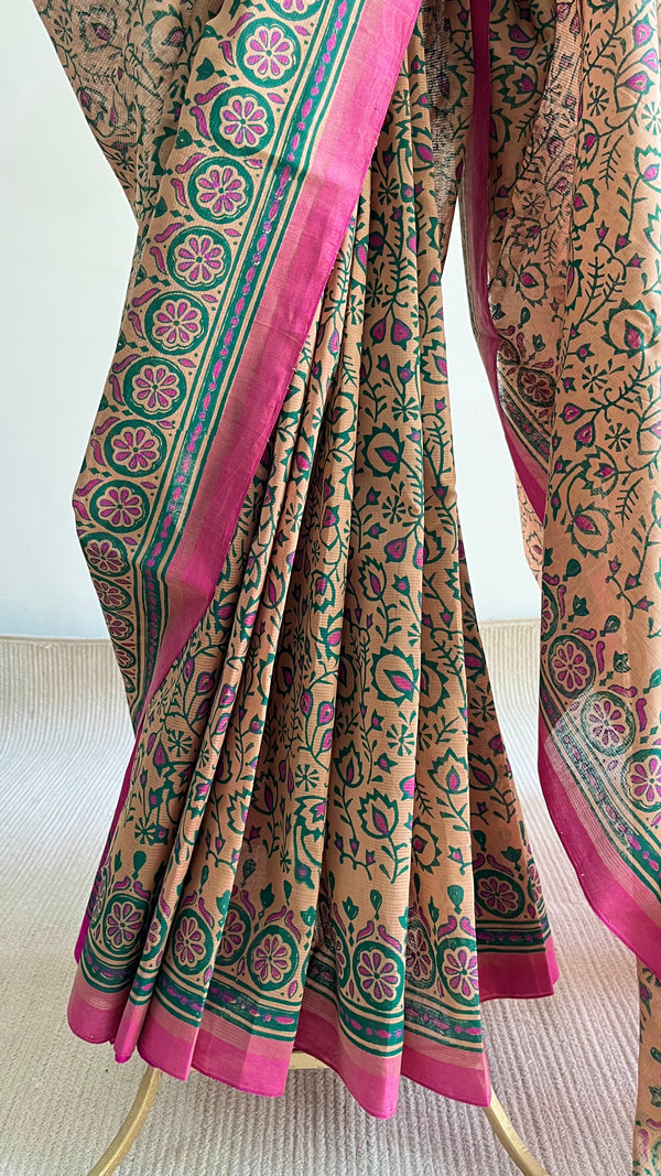 'ANANTA : Beige' Mangalagiri Cotton Saree
