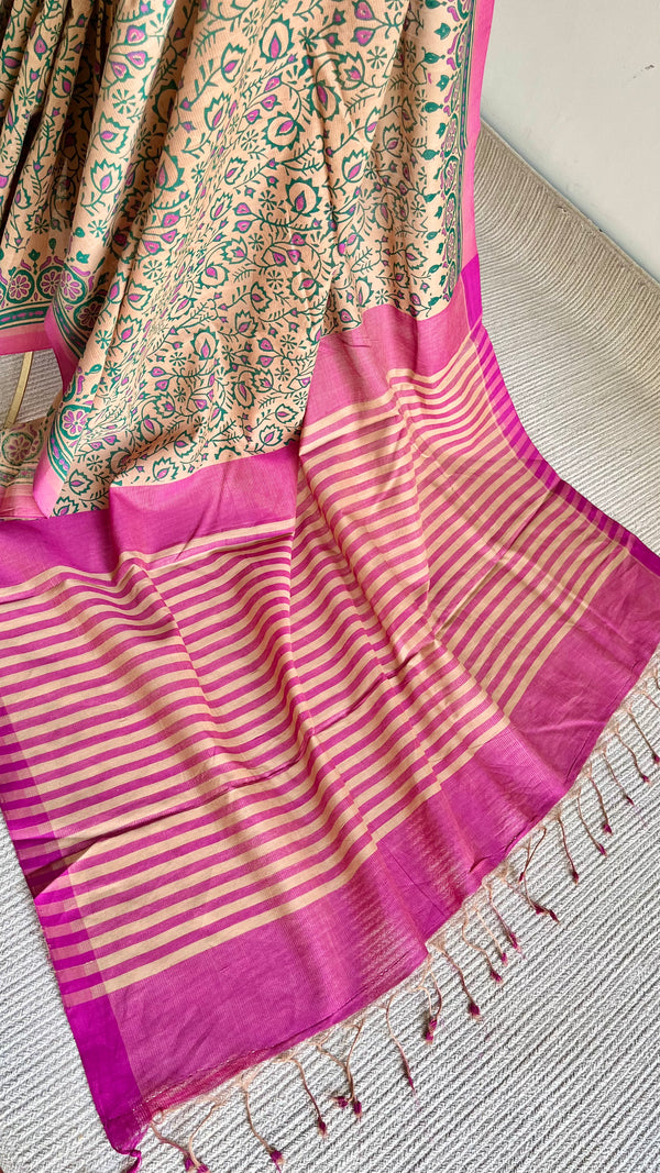 'ANANTA : Beige' Mangalagiri Cotton Saree