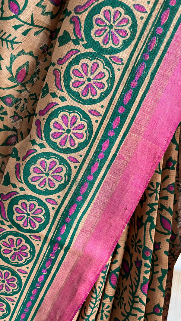 'ANANTA : Beige' Mangalagiri Cotton Saree