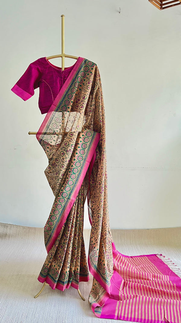 'ANANTA : Beige' Mangalagiri Cotton Saree