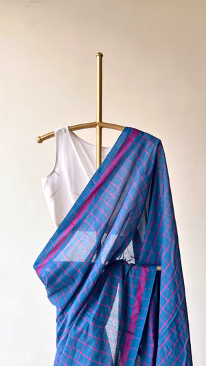 'DORA: Cobalt Blue' Handwoven Begumpuri Saree