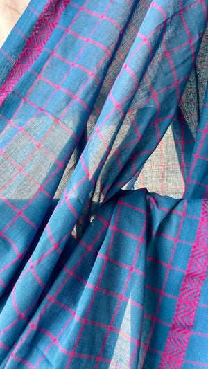 'DORA: Cobalt Blue' Handwoven Begumpuri Saree