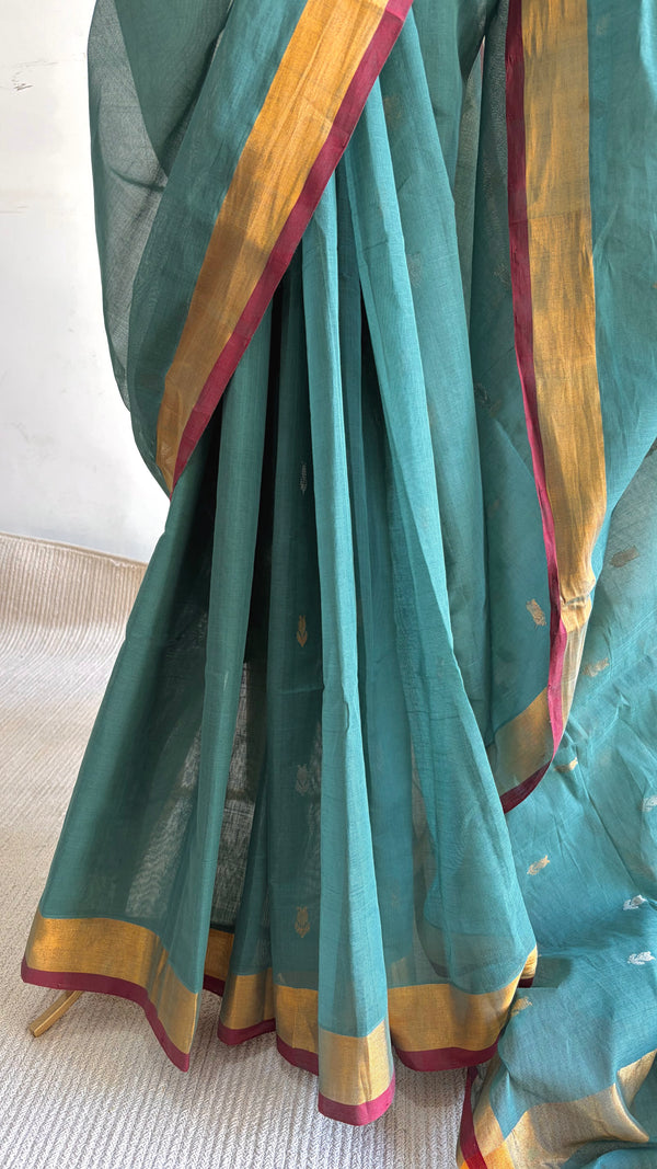 'PAVIKA:Cadet' Handwoven Venkatagiri Cotton Saree