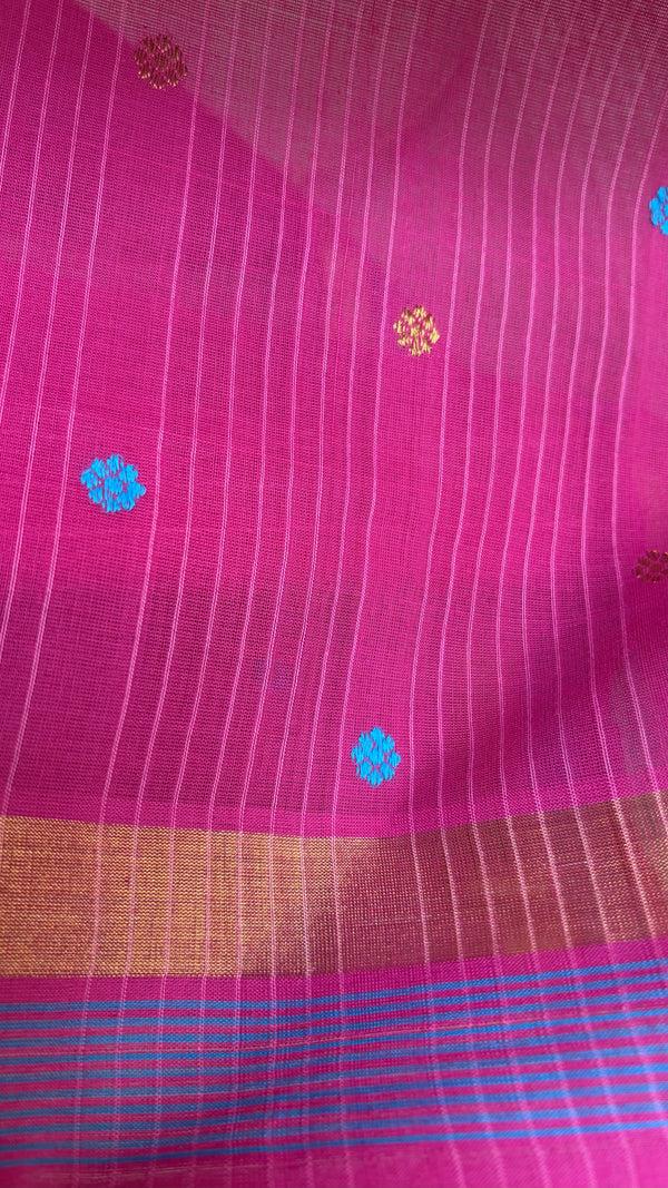 'ROMINI:Pink' Handwoven Venkatagiri Cotton Saree