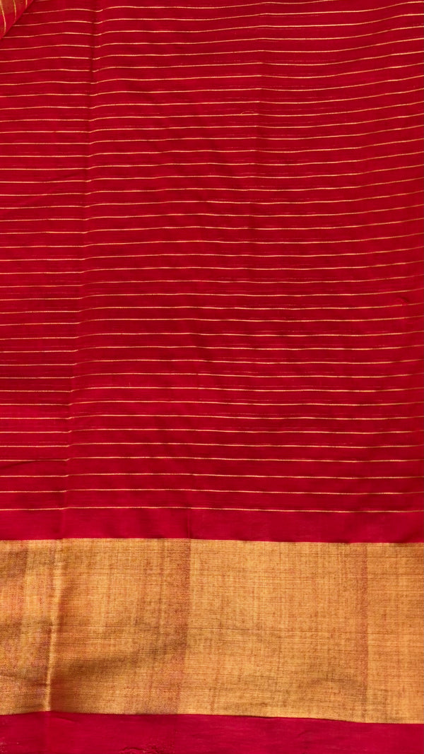 'PRANHITA:Red' Handwoven Venkatagiri Cotton Saree