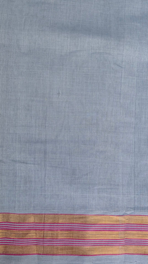 'KAUSHIKI: Grey' Handwoven Venkatagiri Cotton Saree