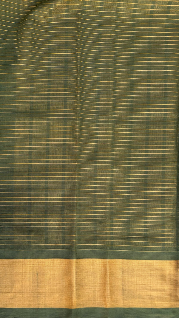 'PRANHITA:Olive' Handwoven Venkatagiri Cotton Saree