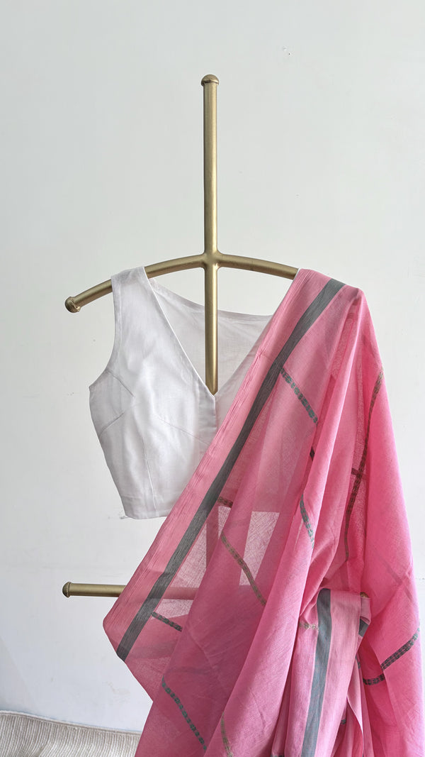 'KALIKA: Pink' Handwoven Begumpuri Cotton Saree