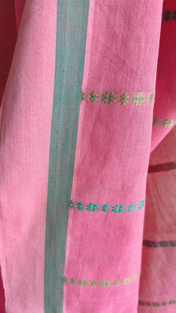 'KALIKA: Pink' Handwoven Begumpuri Cotton Saree