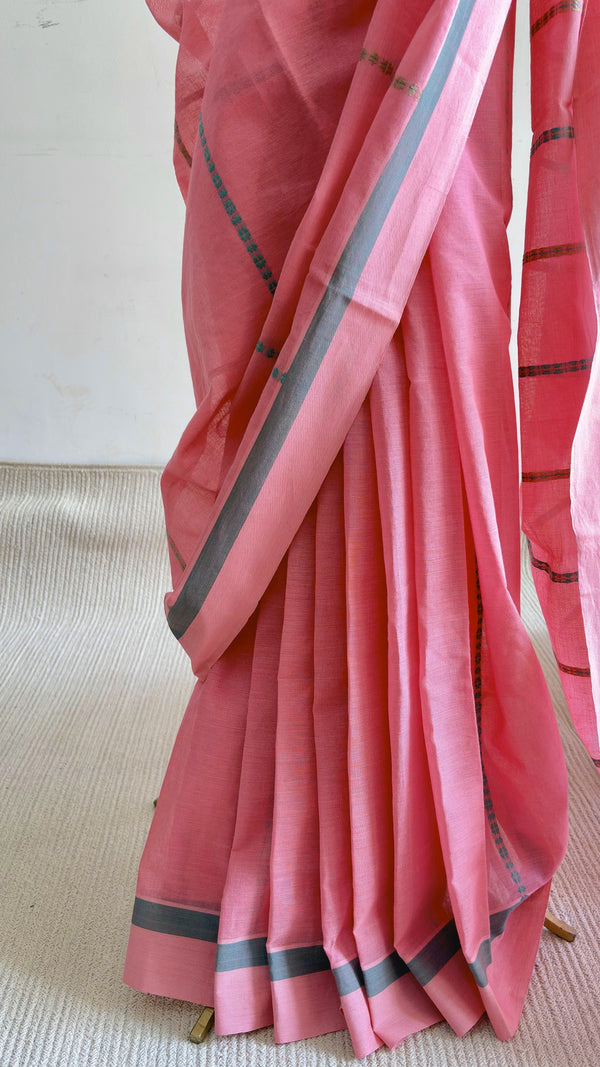 'KALIKA: Pink' Handwoven Begumpuri Cotton Saree