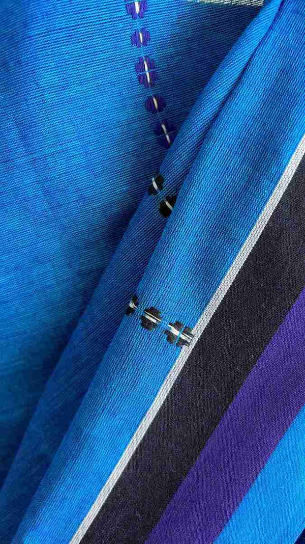 'PALASHA: Blue' Handwoven Begumpuri Cotton Saree