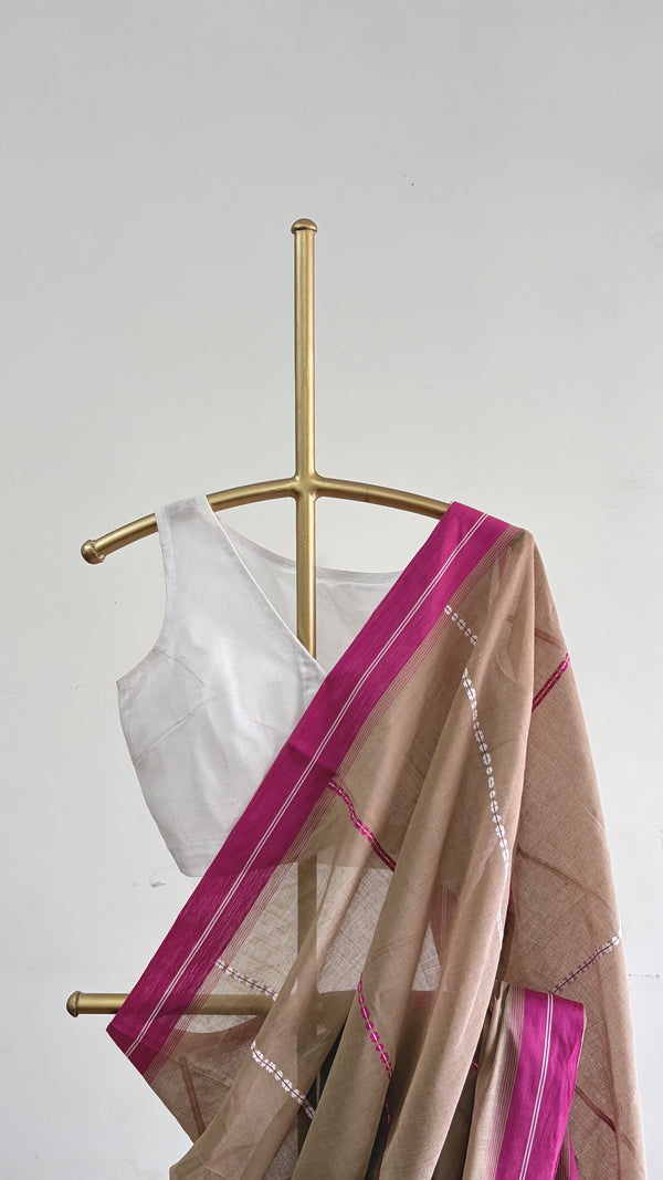 'ADITI: Sand' Handwoven Begumpuri Cotton Saree