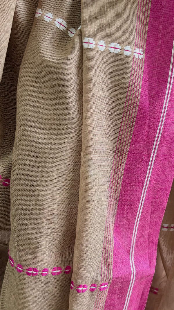 'ADITI: Sand' Handwoven Begumpuri Cotton Saree