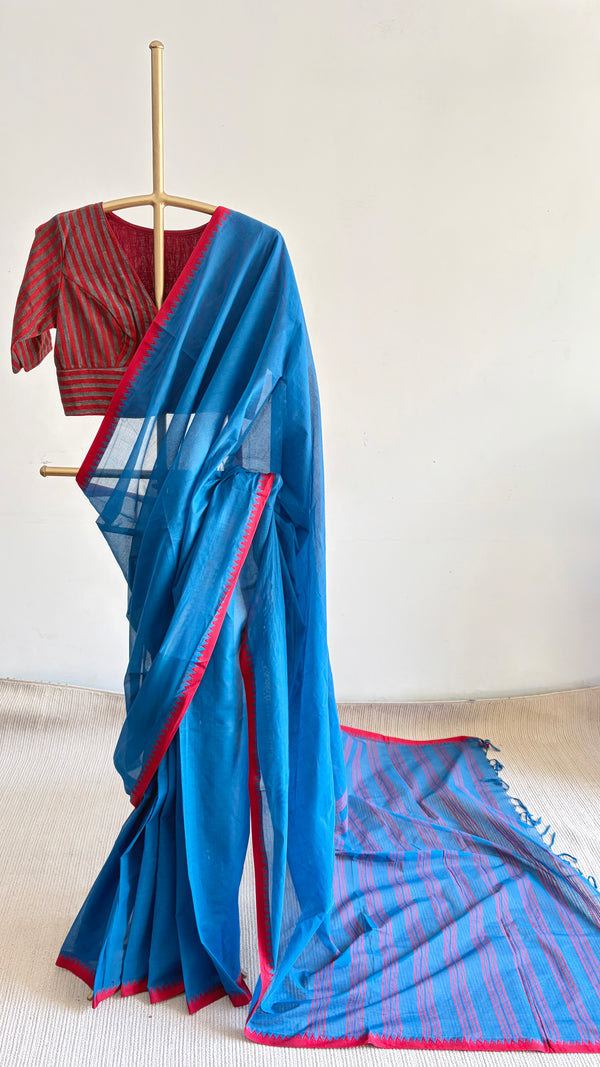 'ANAYA: Teal' Handwoven Begumpuri Cotton Saree