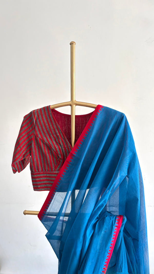 'ANAYA: Teal' Handwoven Begumpuri Cotton Saree