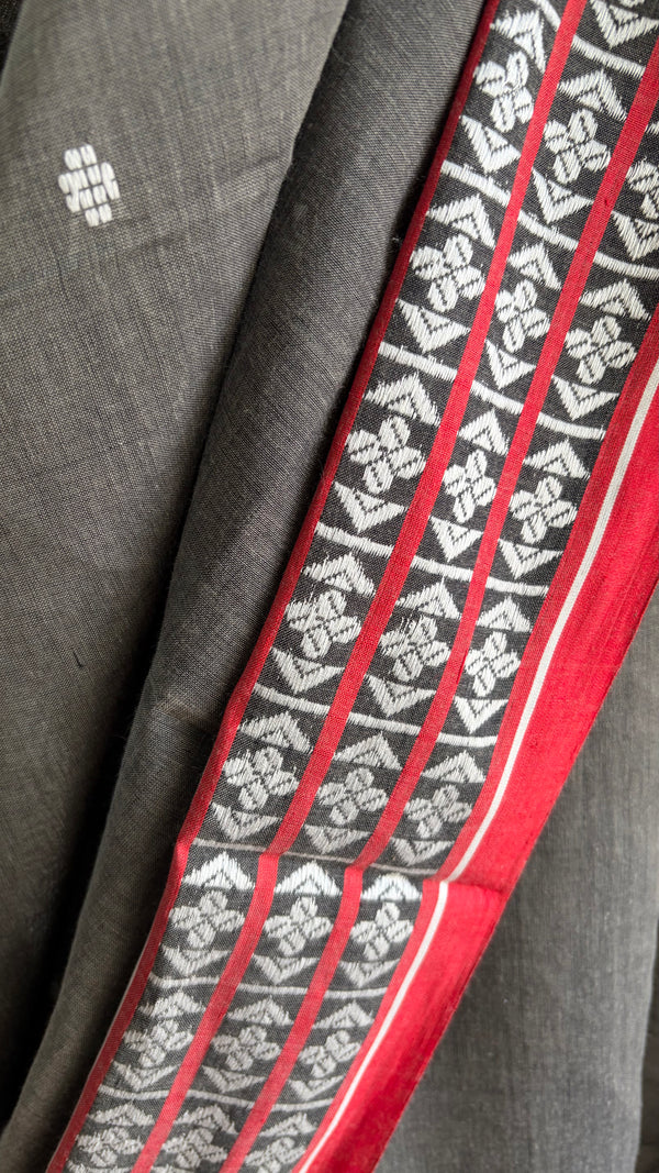 'JUIN: Grey' Handwoven Begumpuri Cotton Saree